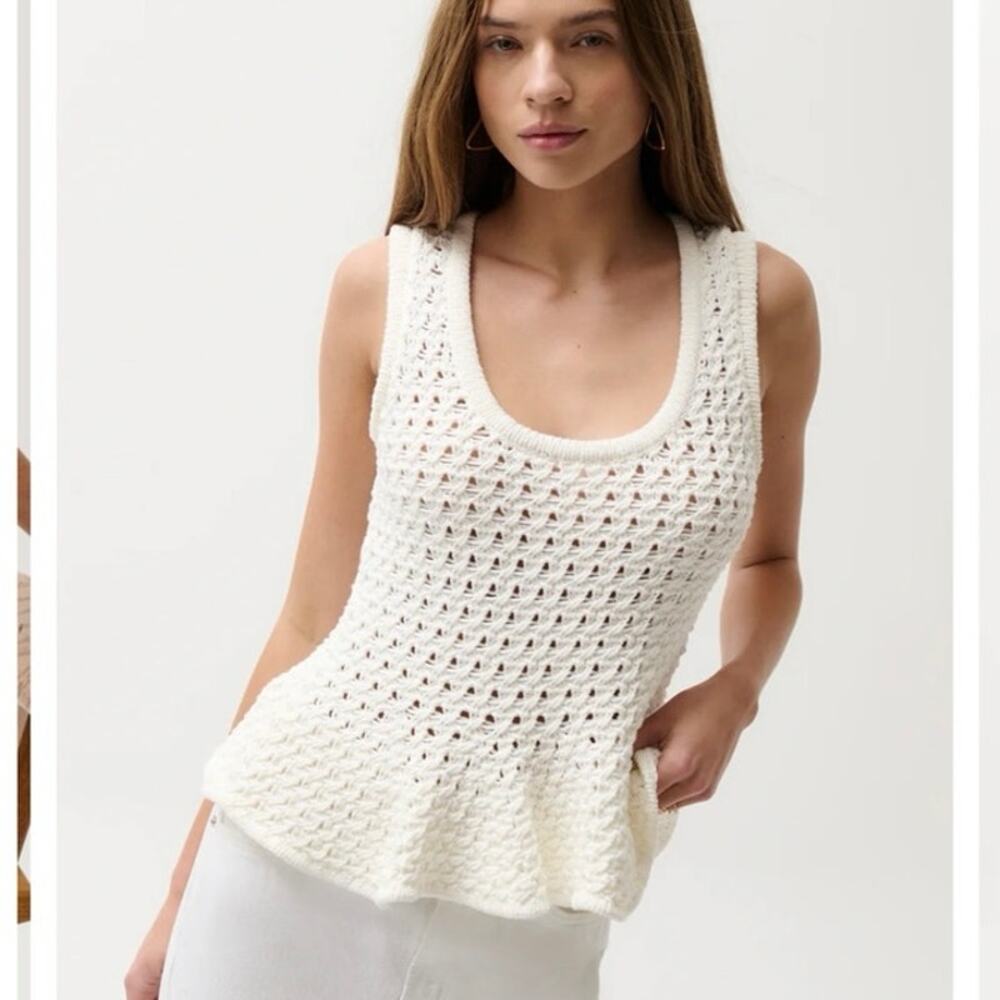 NWOT PISTOLA Anna Peplum Sweater in White SZ XS